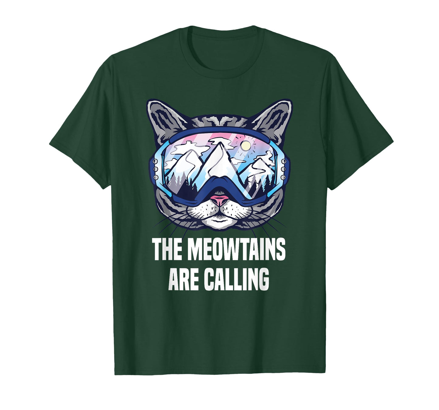 Ski Snowboard Goggles Funny The Meowtains Are Calling Gift T-Shirt