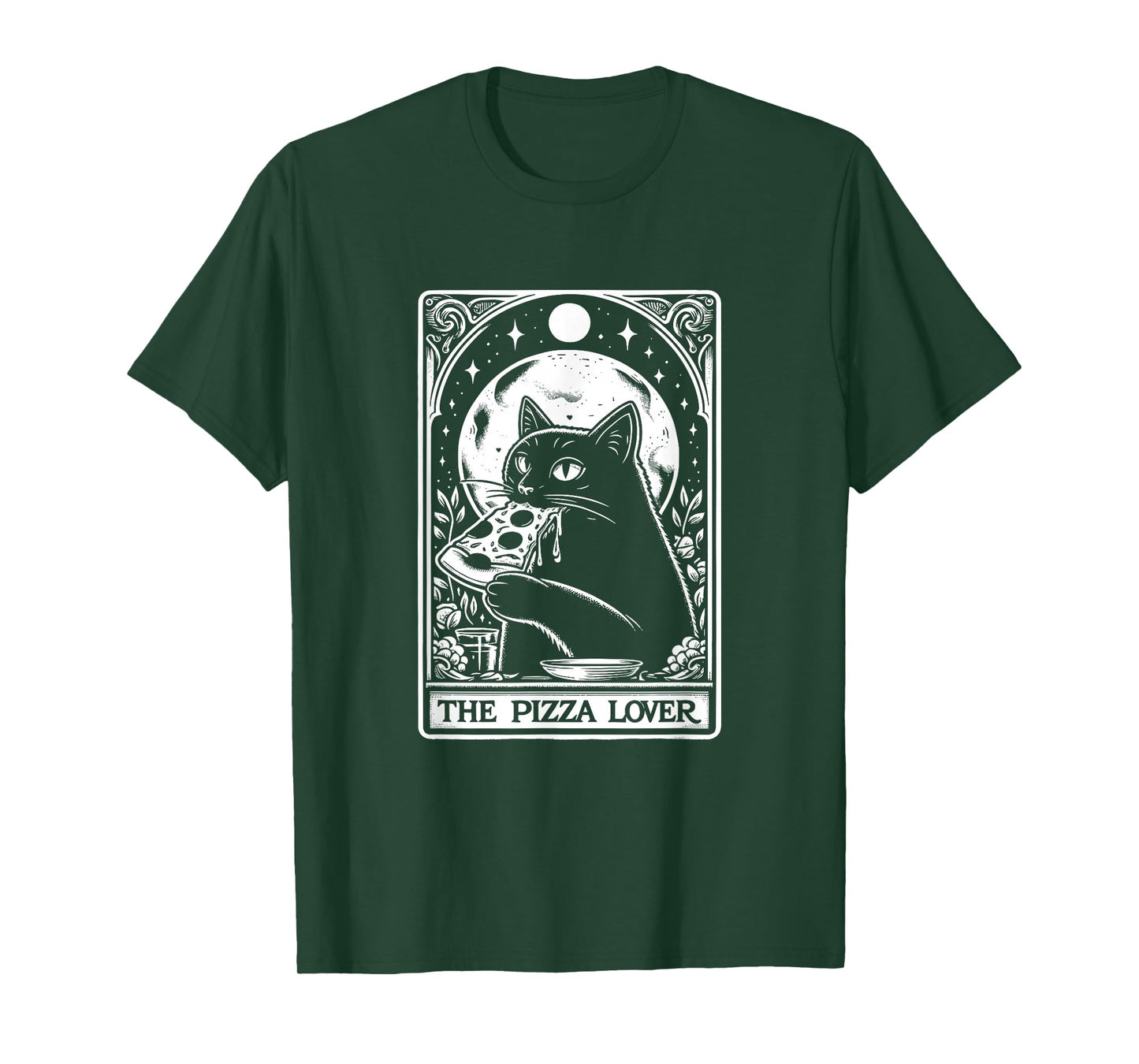 The Pizza Lover Cat Vintage Gothic Tarot Card T-Shirt