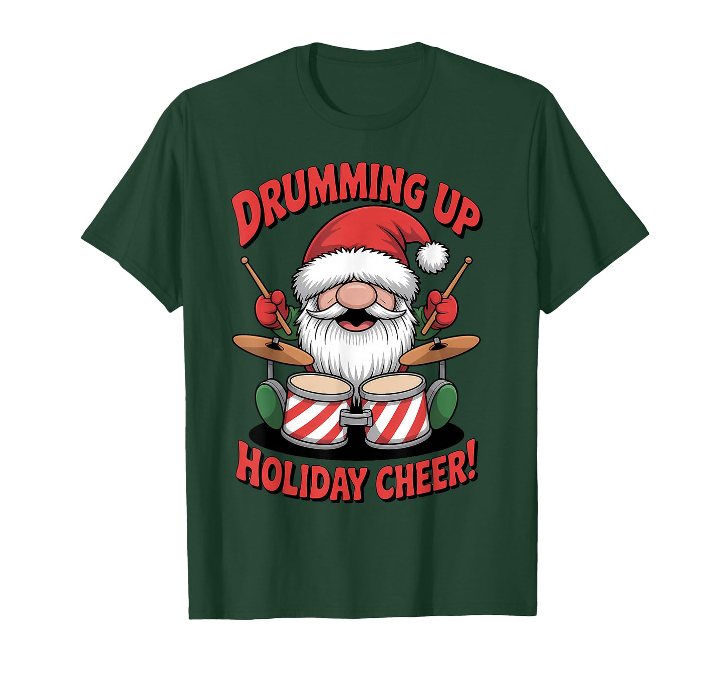 Funny Christmas Drummer Gnome Drumming for Men Women Kids T-Shirt