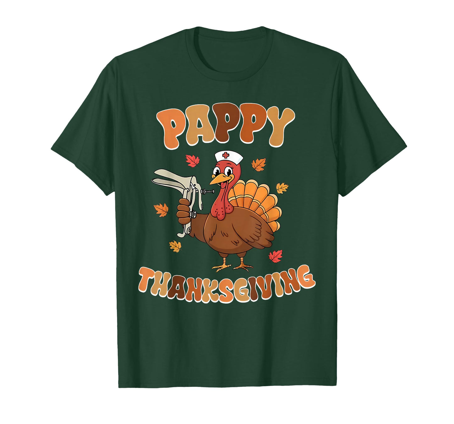 Cute Funny Turkey Nurses Pappy Thanksgiving OBGYN Speculum T-Shirt