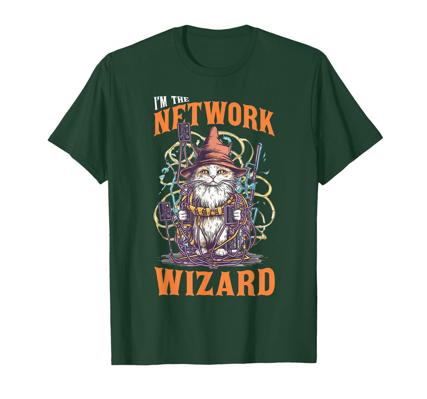 Network Wizard Network Admin Cat Computer Engineer T-Shirt