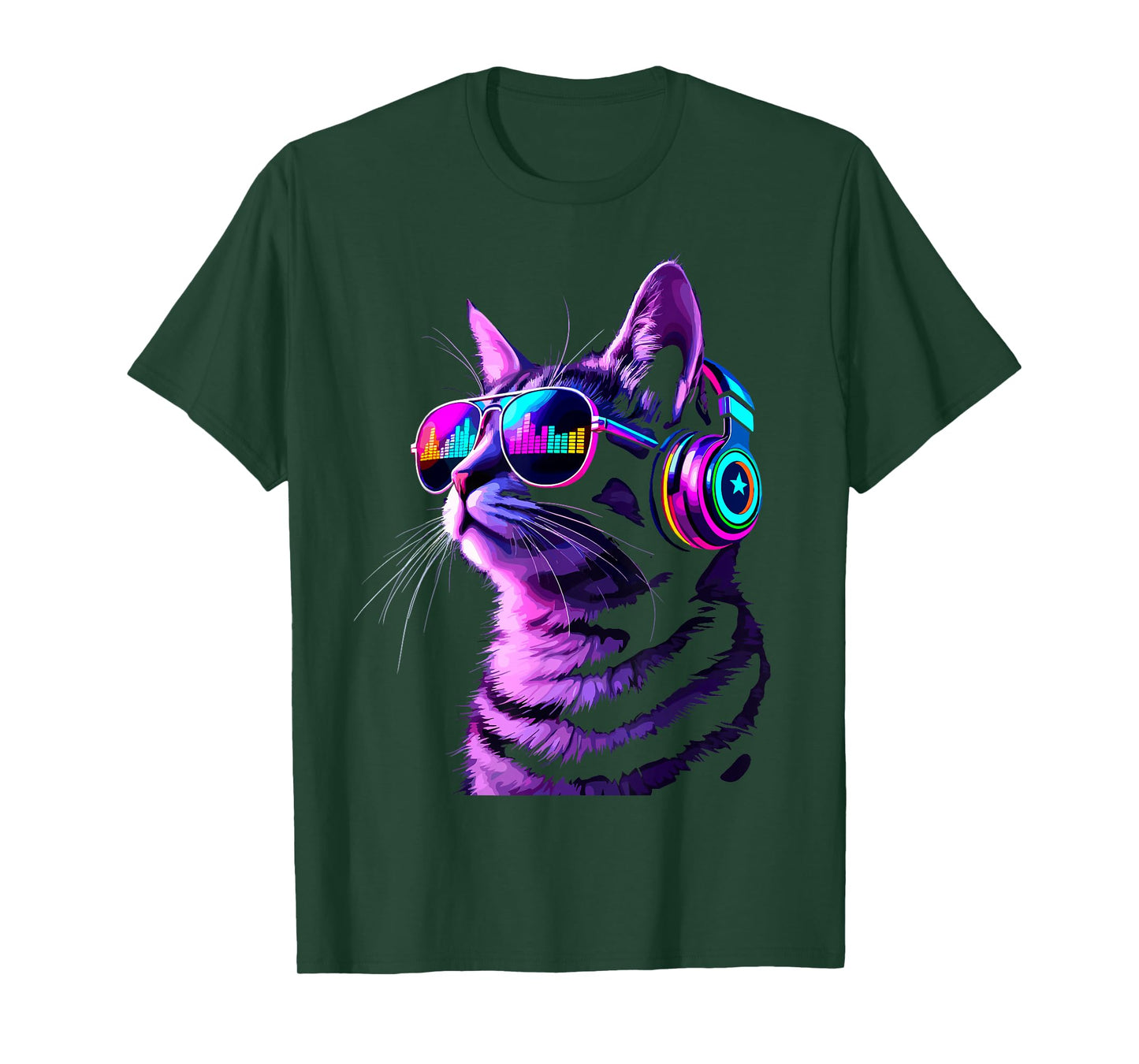 Headphones Cat Techno EDM Music Lover Rave Disco Party Cats T-Shirt