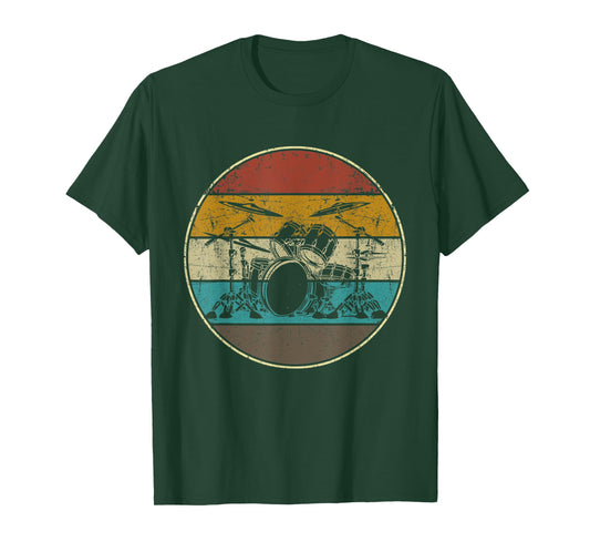 Drummer Retro Vintage Drum Set Drumset Drummers Men Drumming T-Shirt