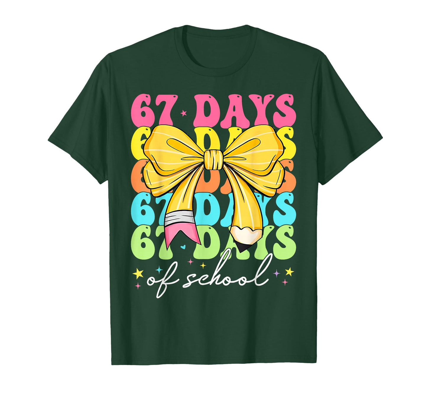 67 Days of School Girls Coquette Bow 67th Day of School T-Shirt