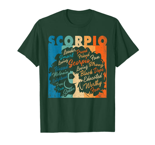 African American Women Zodiac Birthday Scorpio Girl T-Shirt