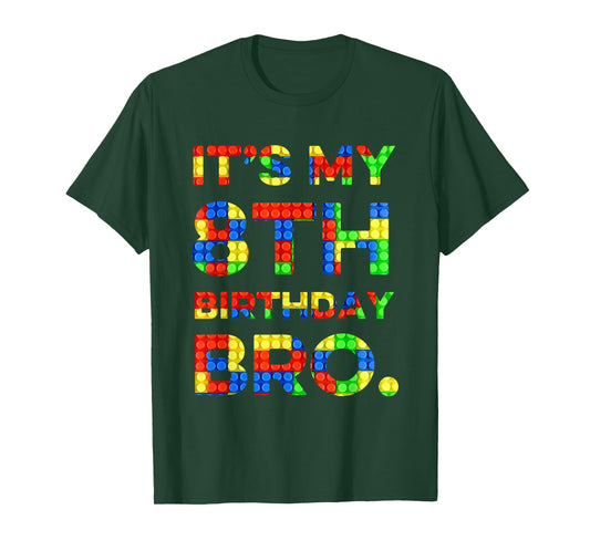 Cute 8th Birthday shirt 8 Years Old Block Building Boys T-Shirt
