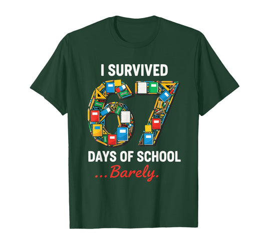 67 Days of School Funny I Survived Six Seven Meme Students T-Shirt