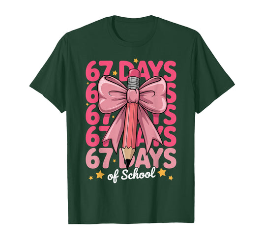 6 7 Days of School Girls Coquette Bow Cute Funny Six Seven T-Shirt