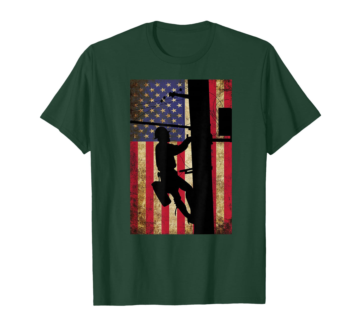 Lineman American Flag Shirt | Electric Cable Lineman Gift T-Shirt