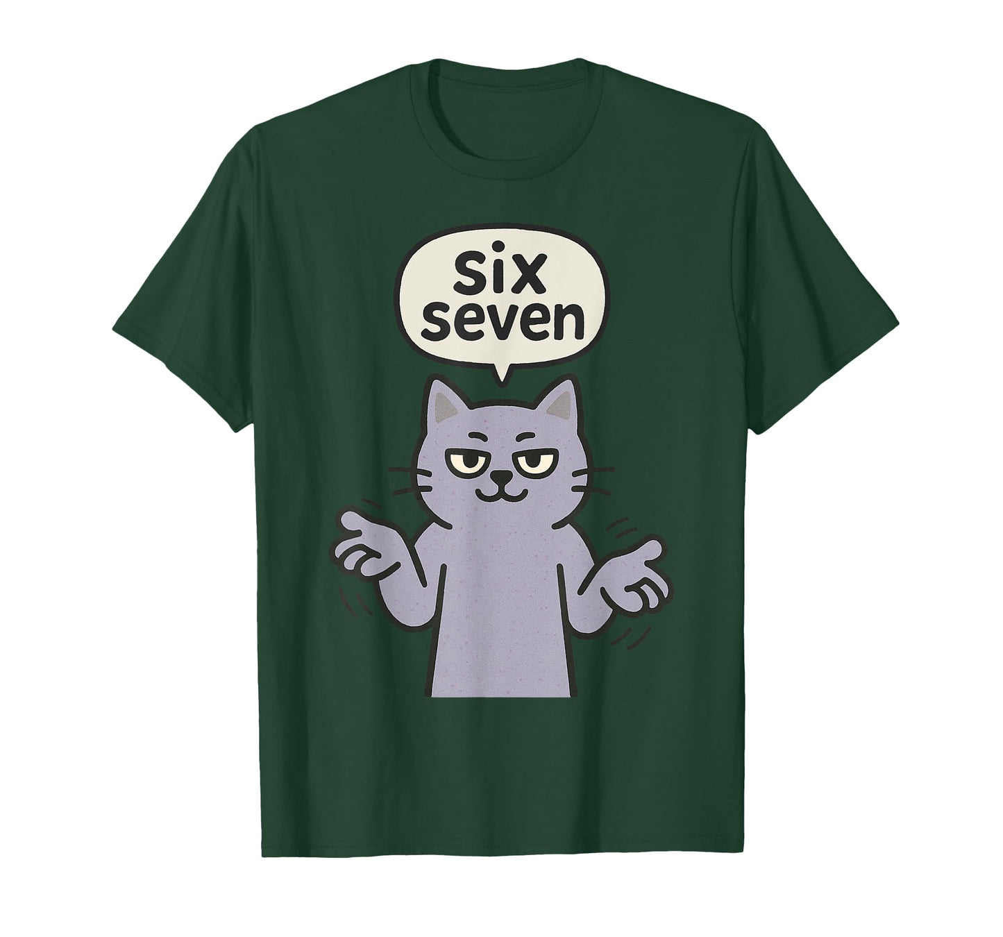 67 Six Seven 6-7 Cat - Funny Kids Gaming Brainrot Meme T-Shirt