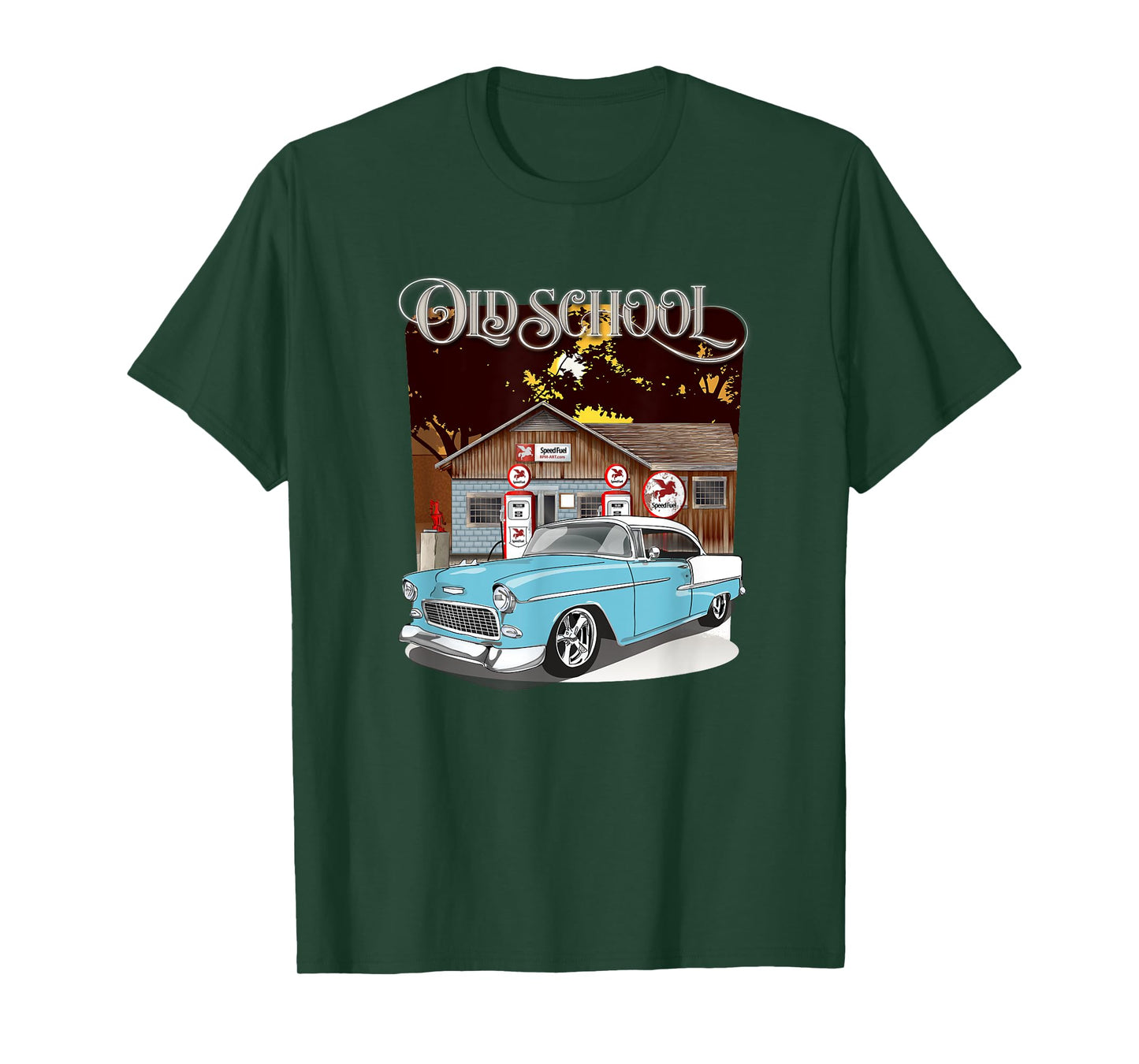 1955 Skyline Blue & White Bel Air Old School T-Shirt