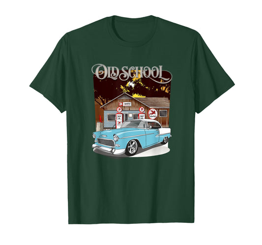 1955 Skyline Blue & White Bel Air Old School T-Shirt