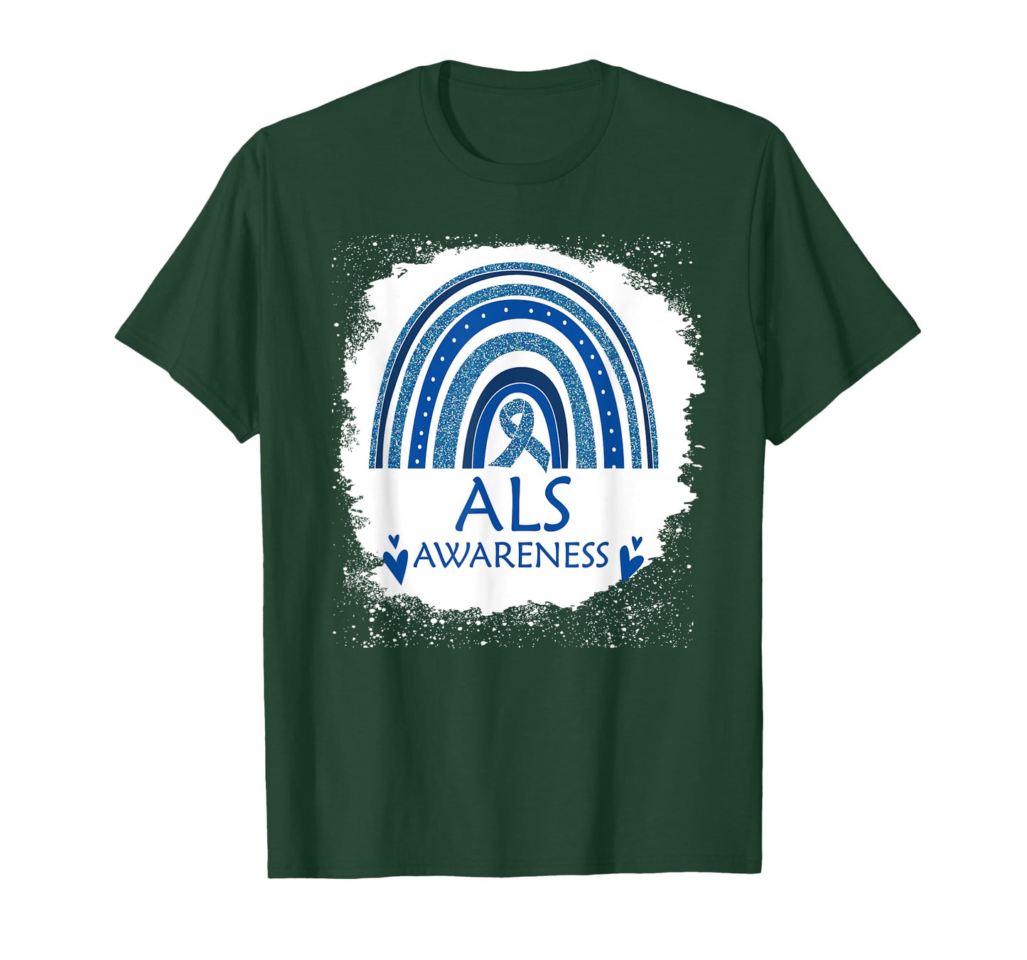 ALS Awareness Bleached Rainbow Blue Ribbon Men T-Shirt