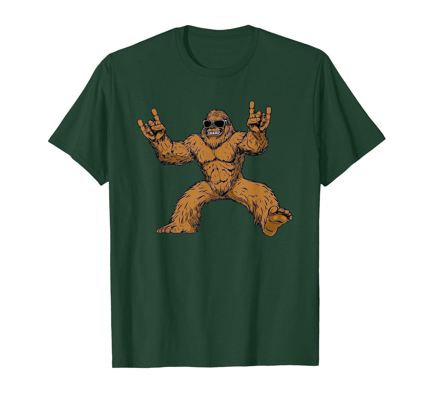Funny Bigfoot Sasquatch Graphic Tee Men Boys Kids Rock On T-Shirt