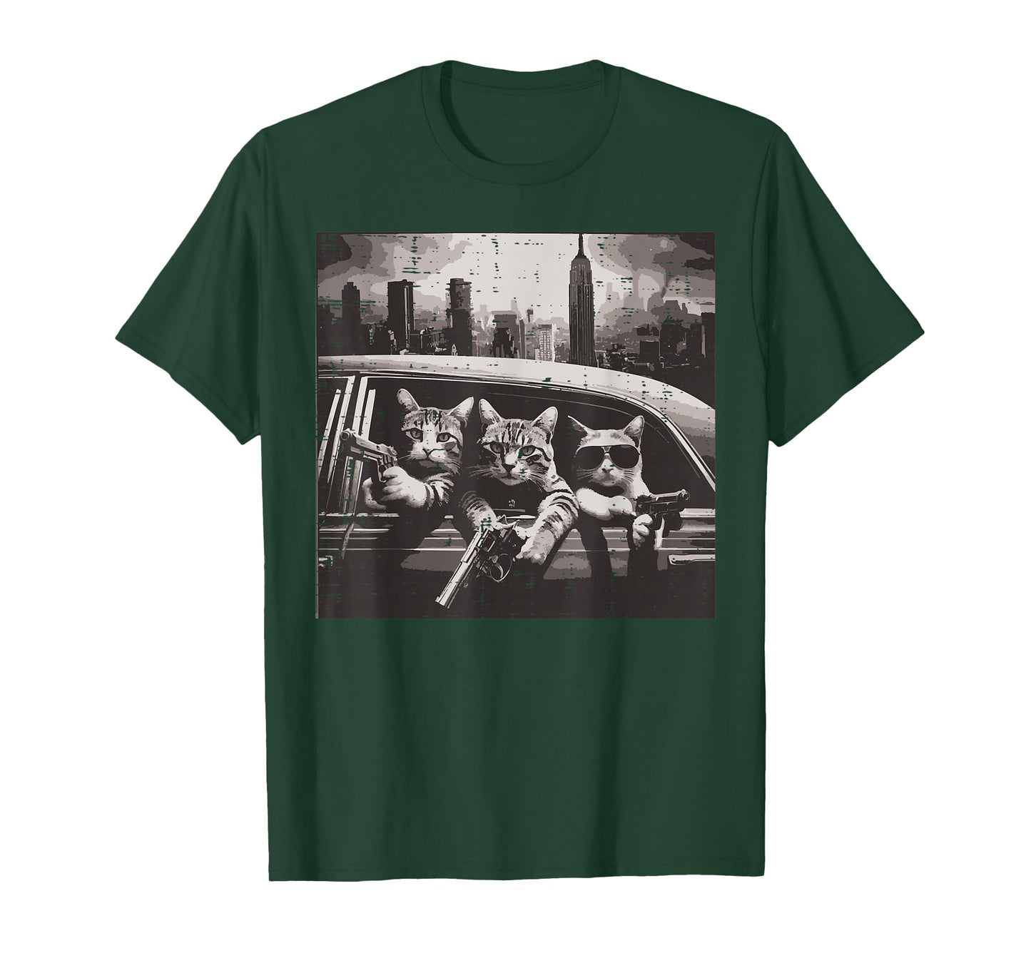 Gangster Cats Car New York Funny Meme Humor Thug Men Women T-Shirt