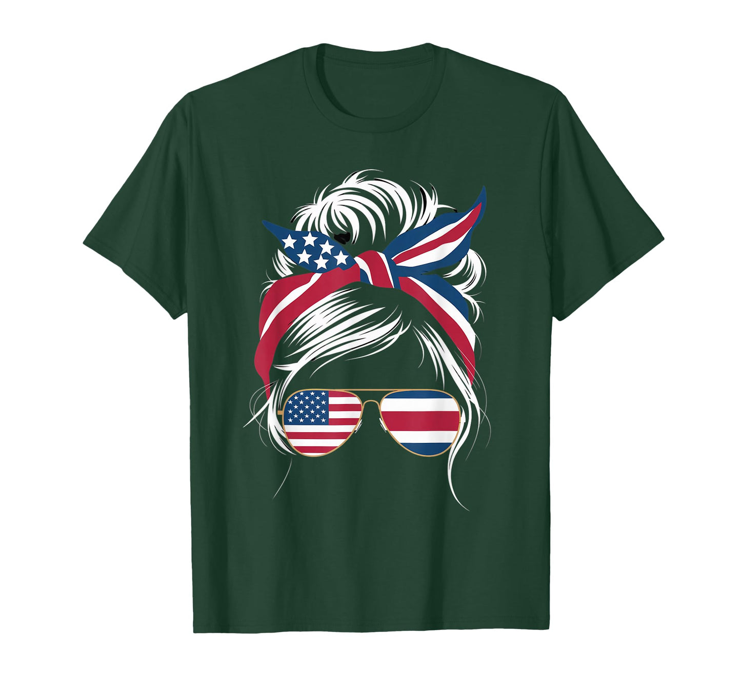 Tropical Pura Vida Messy Hair Bun USA American Costa Rica T-Shirt