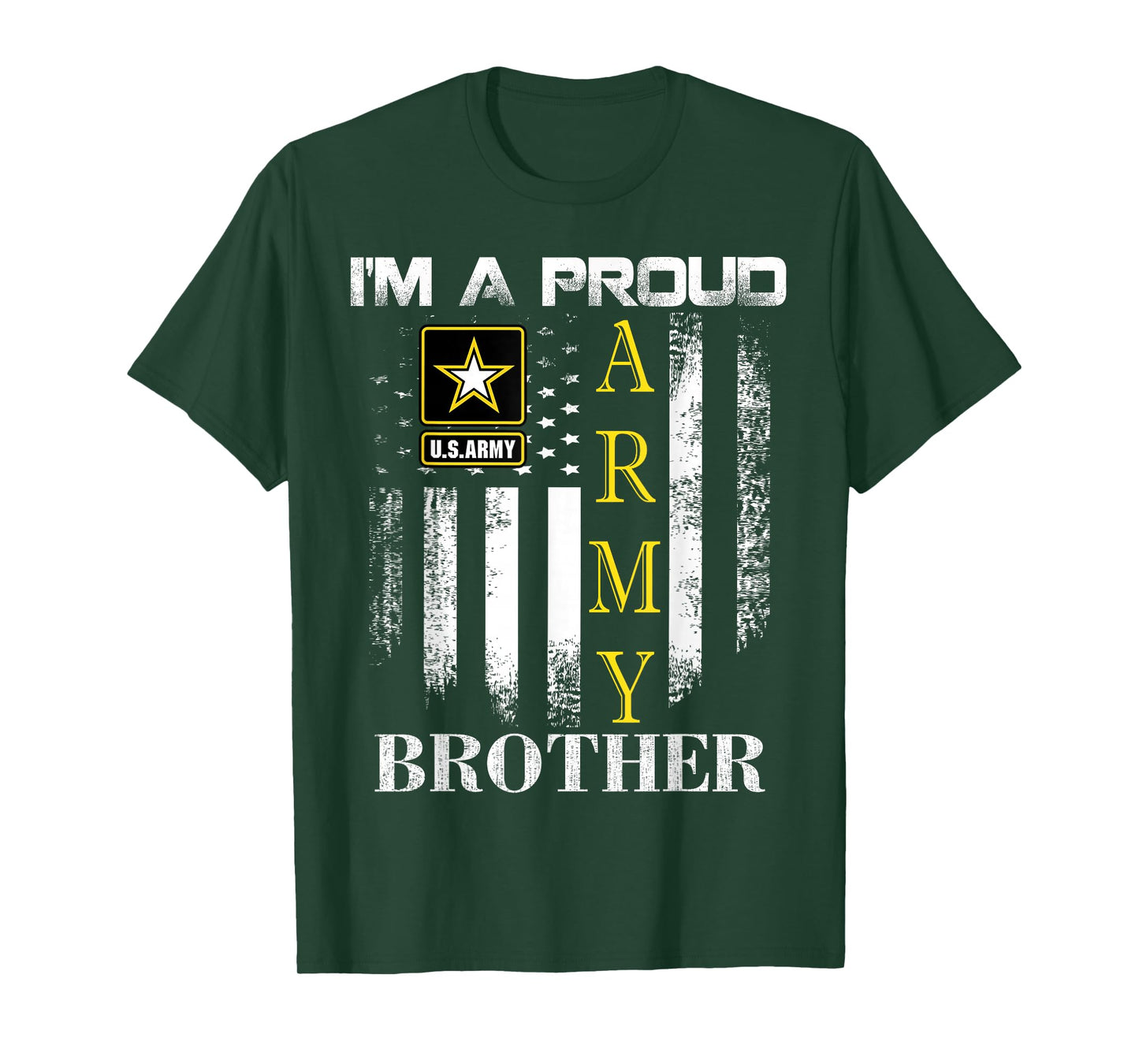 Vintage I'm A Proud Army Brother With American Flag Gift T-Shirt