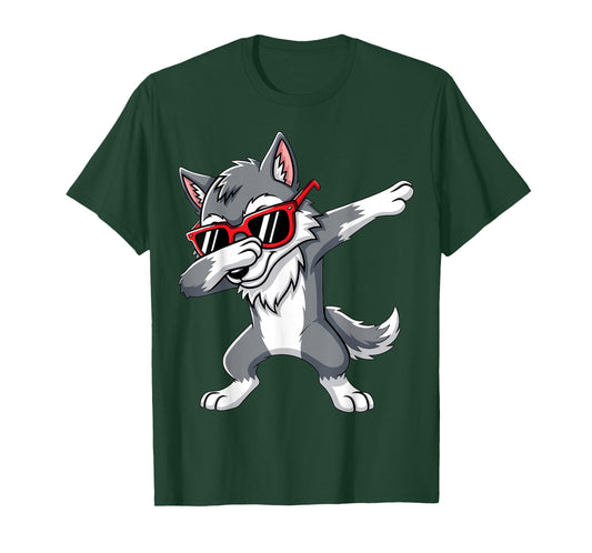 Dabbing Wolf with Sunglasses Wolves Animal T-Shirt