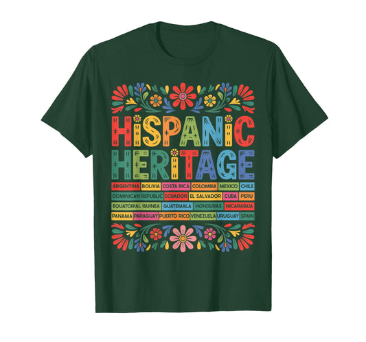 Flower Latin Countries Flag National Hispanic Heritage Month T-Shirt