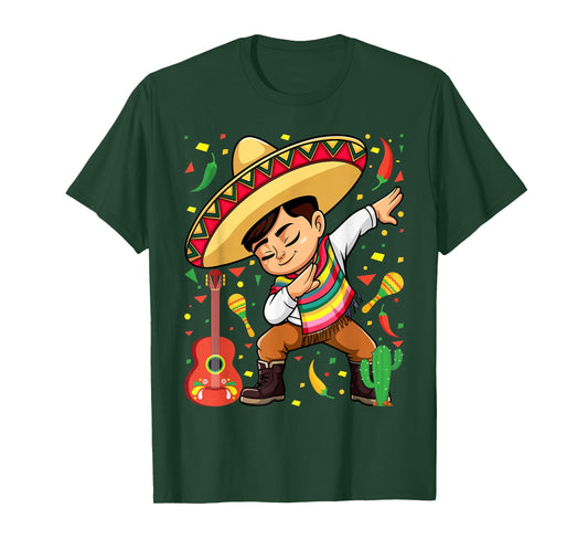 Mexican Boy Dabbing Poncho Cinco de Mayo T-Shirt