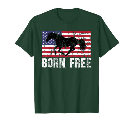 Vintage Born Free Horse American Flag Wild Mustang T-Shirt