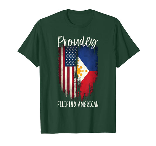 Half Filipino Half American USA Flag Filipino American T-Shirt