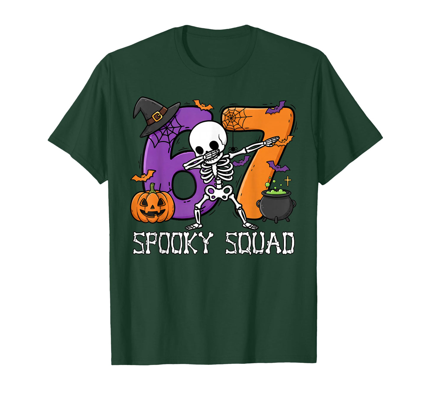 Halloween Meme 6 7 Six Seven Dabbing Skeleton 67 Boy Men T-Shirt