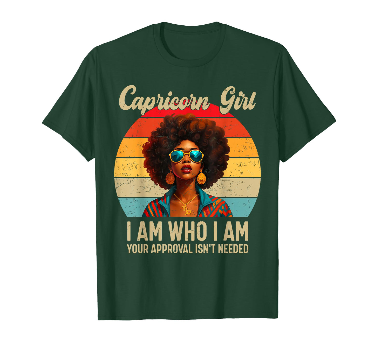 Capricorn Girl Retro Zodiac African American Afro Woman T-Shirt