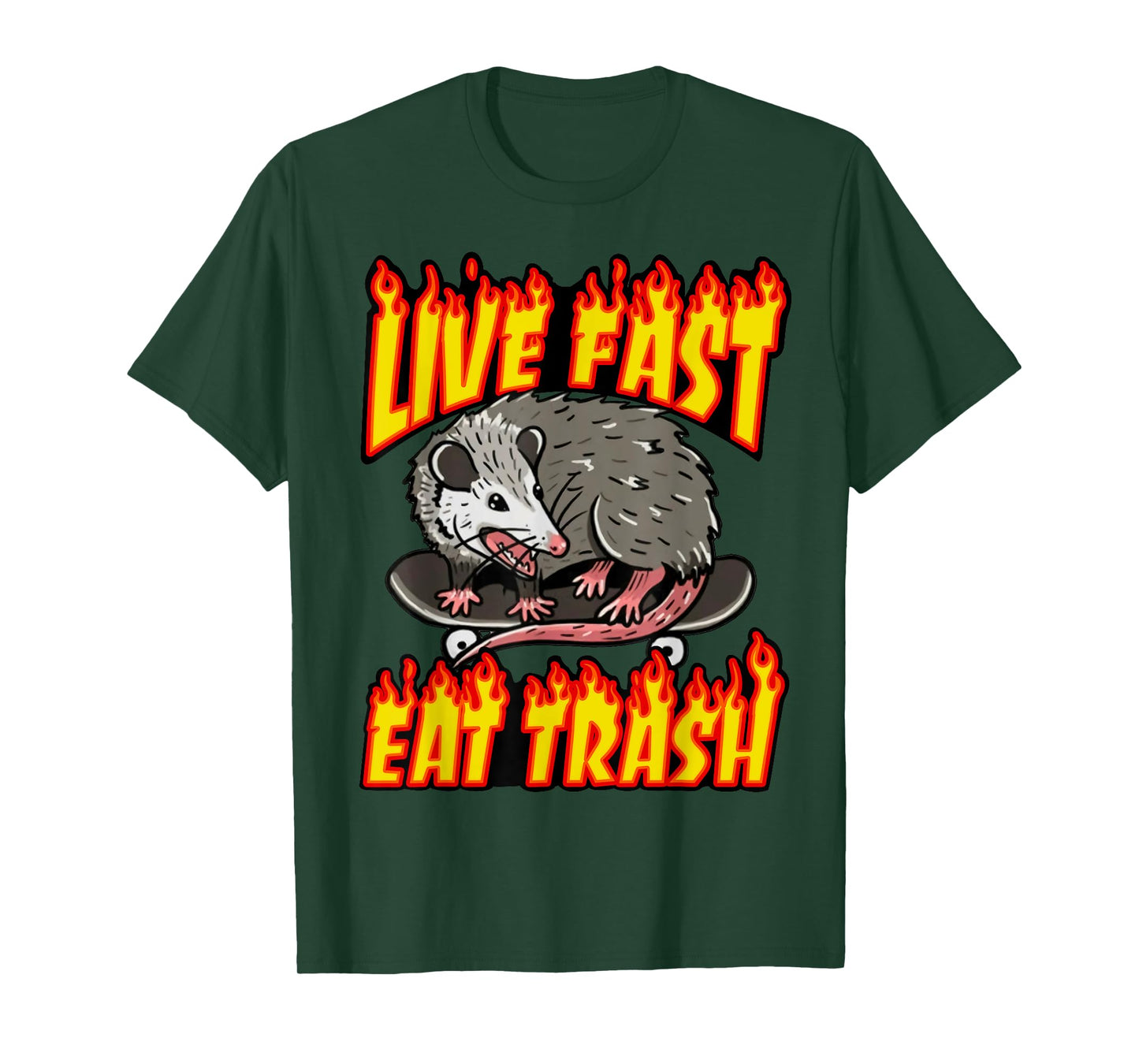 Live Fast Eat Trash Possum Vintage Funny Skateboard Opossum T-Shirt