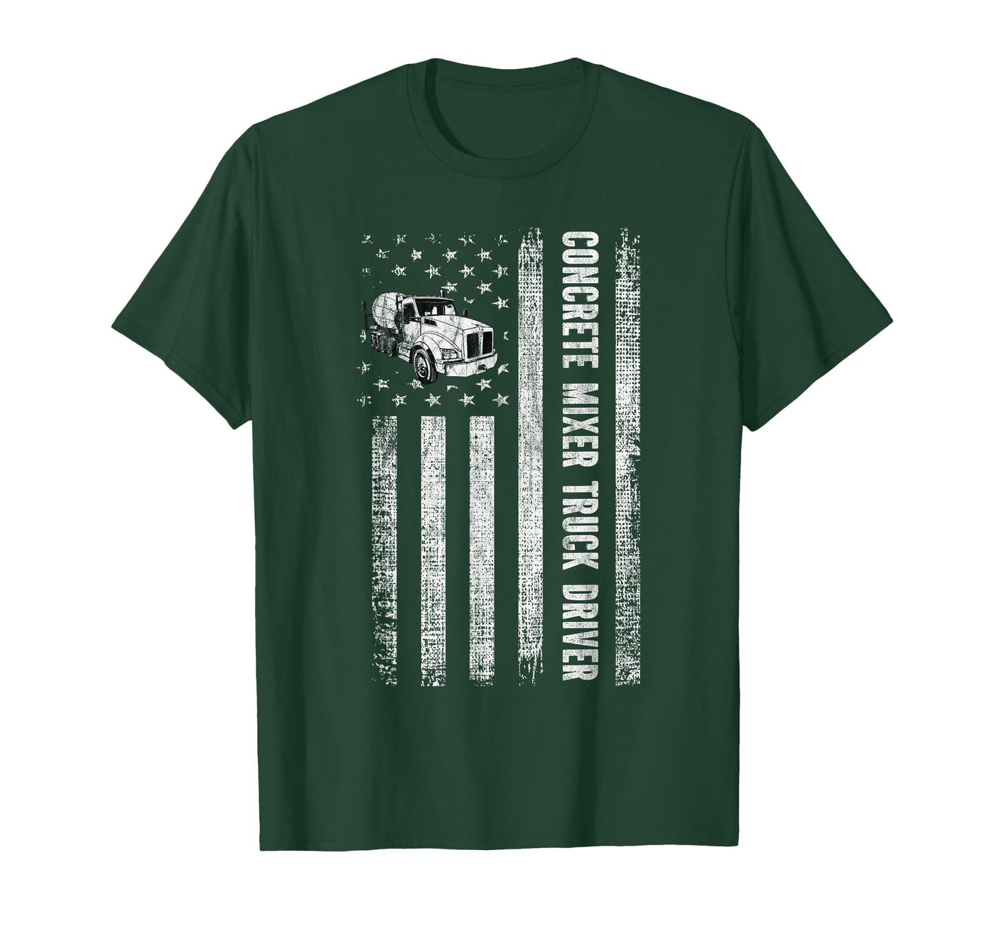 Patriotic Cement Concrete Mixer Truck Driver American Flag T-Shirt