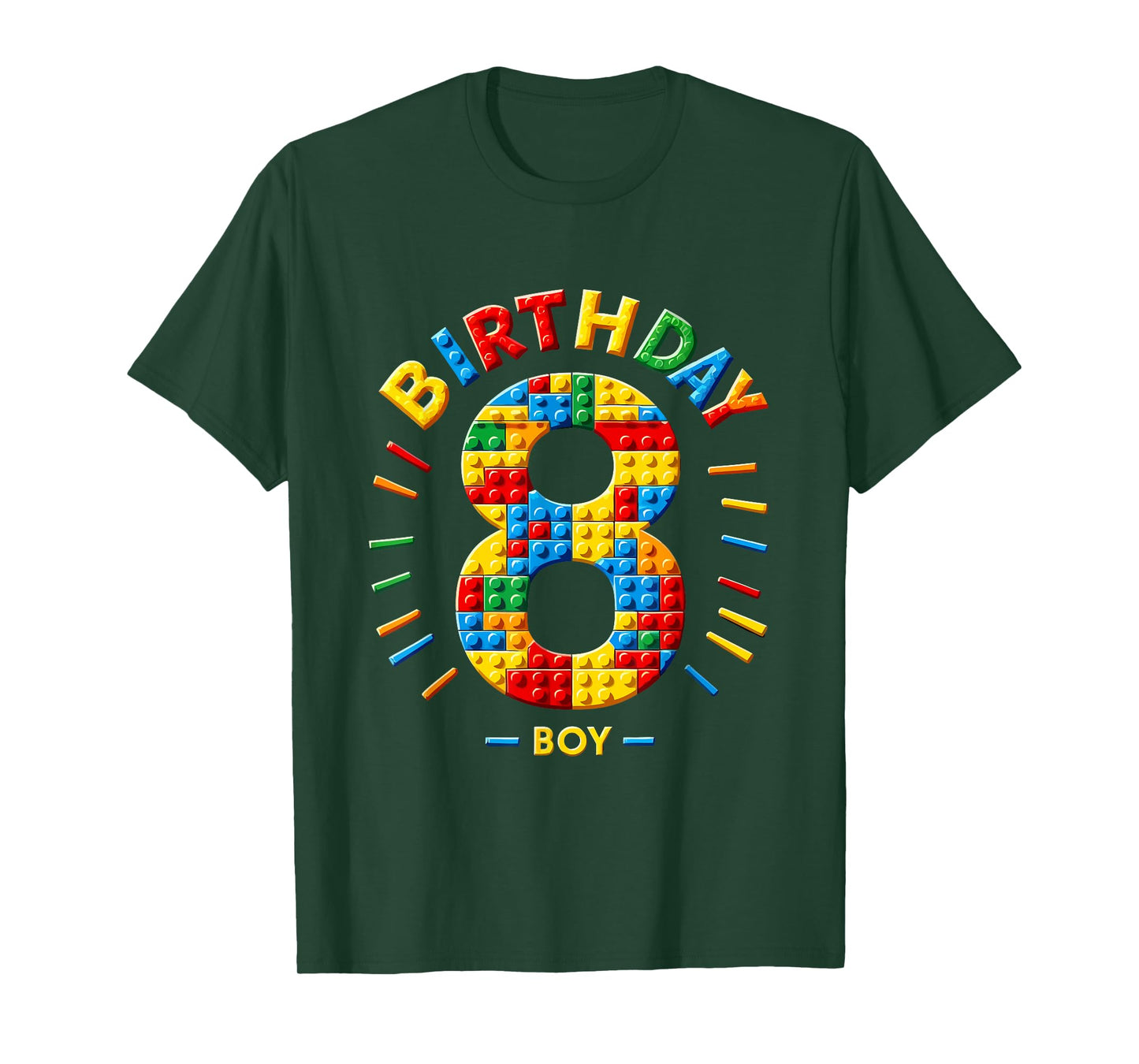 Master Builder 8th Birthday Boy 8 Eight Year Building Bricks T-Shirt