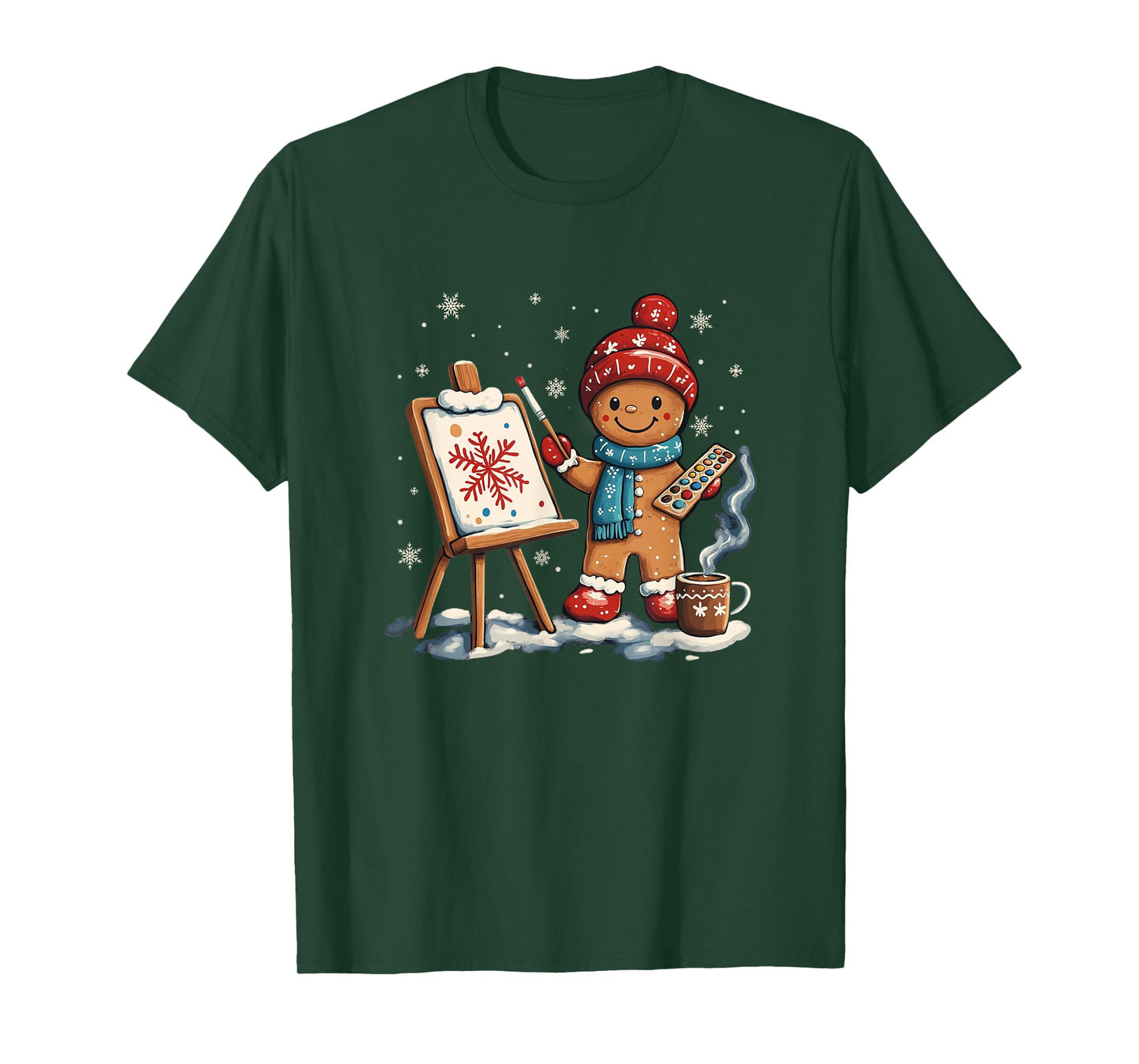 Artist Gingerbread Painter Art Teacher Student Christmas T-Shirt