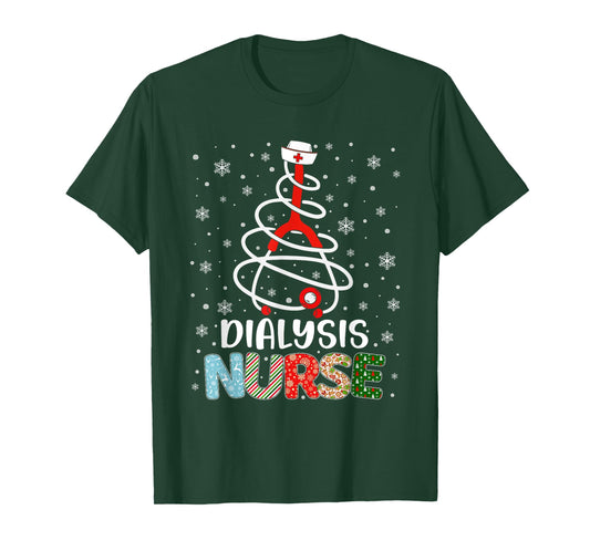 Cute Dialysis Nurse Xmas Tree Merry Christmas Nurse Nursing T-Shirt