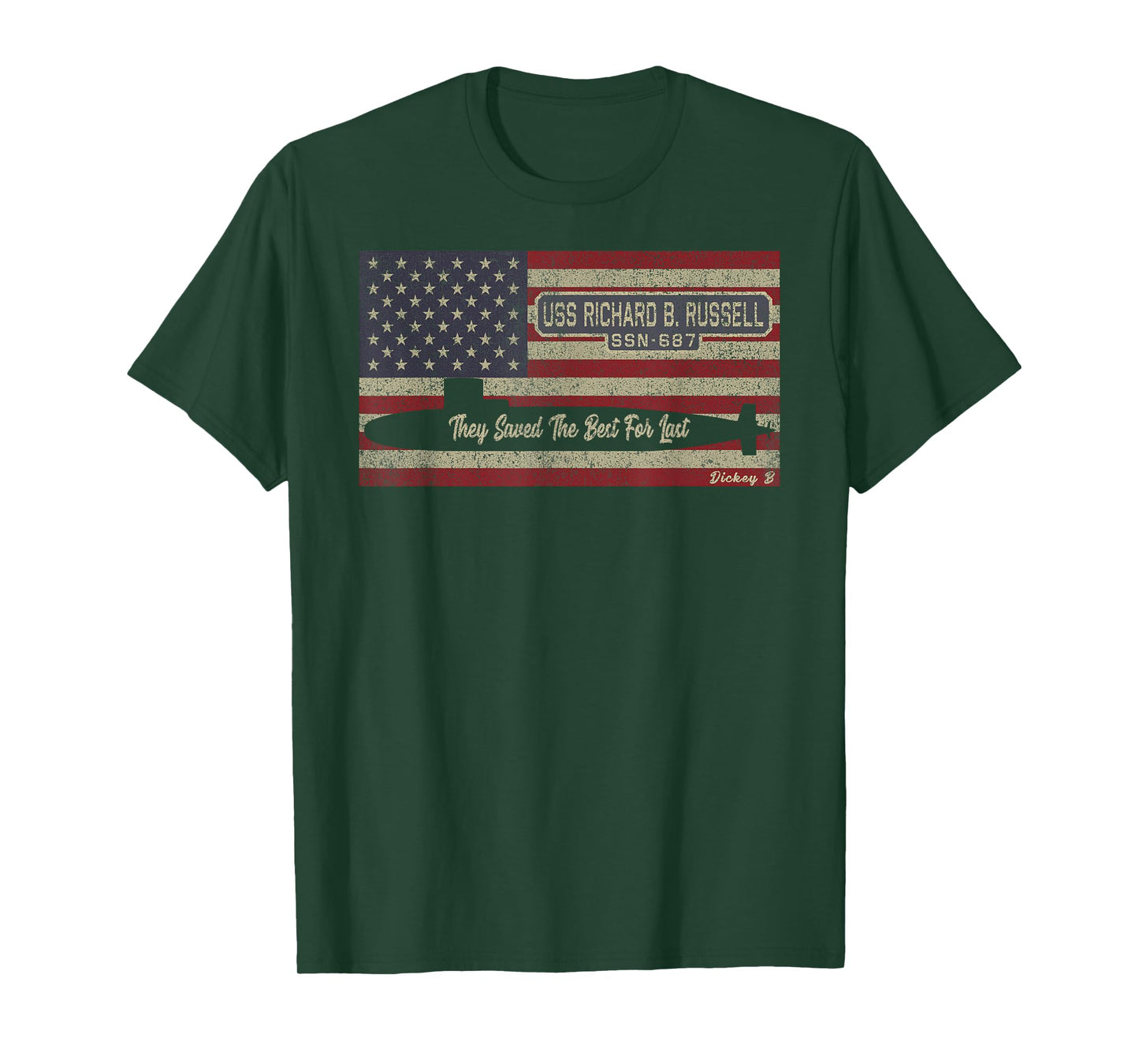 USS Richard B Russell SSN-687 Submarine USA American Flag T-Shirt for Women Kids Men