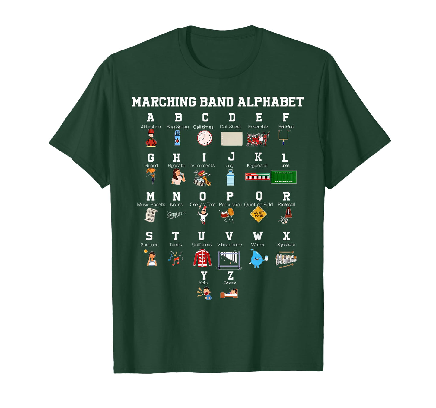 Funny Marching Band Alphabet Band Camp Student Camp T-Shirt