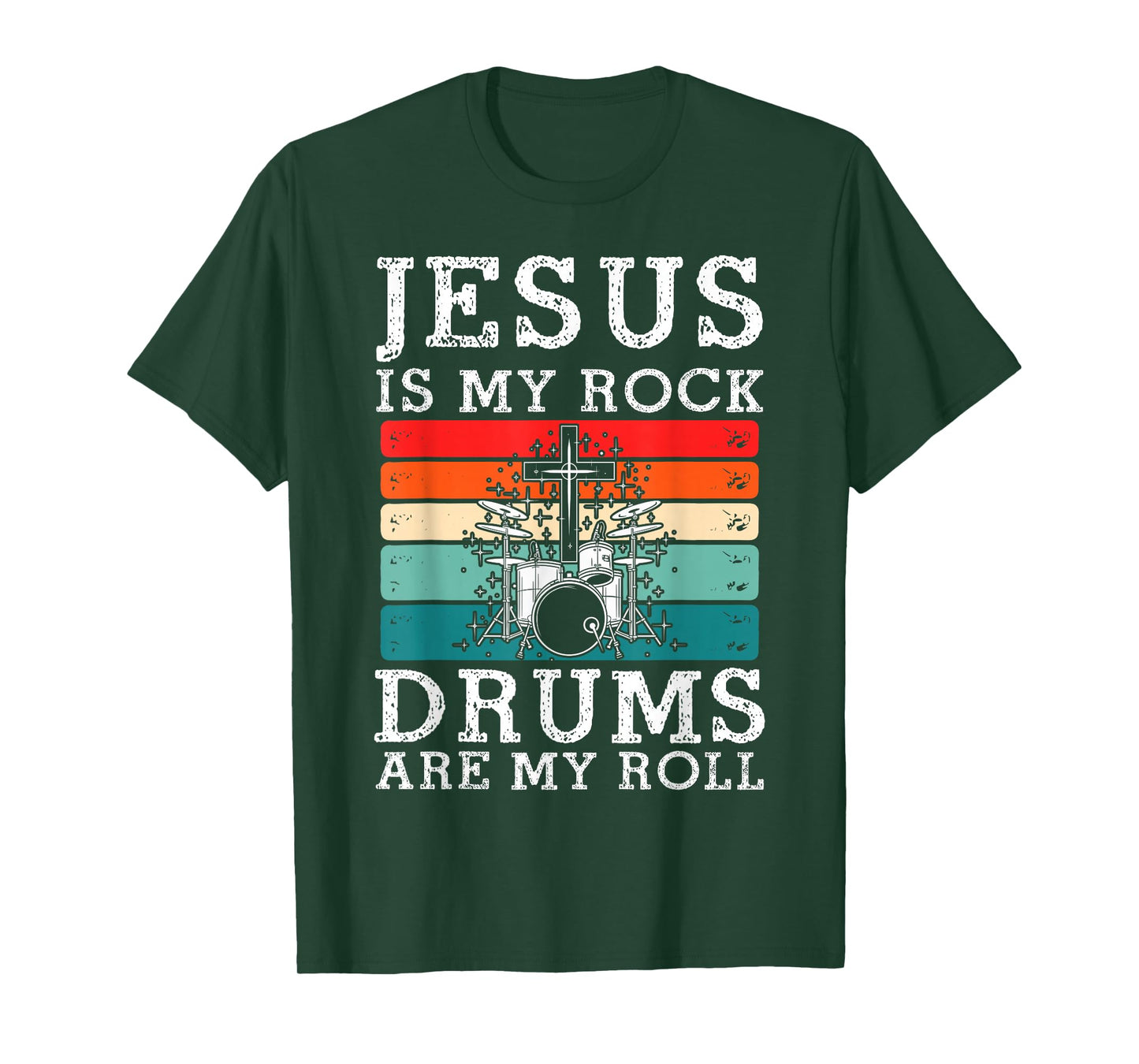 Jesus Is My Rock Drums Are My Roll Christian Drummer T-Shirt