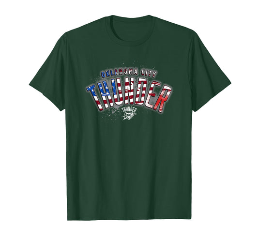 NBA Oklahoma City Thunder American Flag Distressed Paint T-Shirt