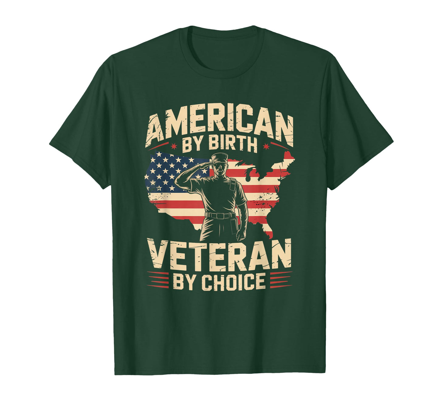 American by Birth Veteran by Choice US Flag Veterans Day T-Shirt
