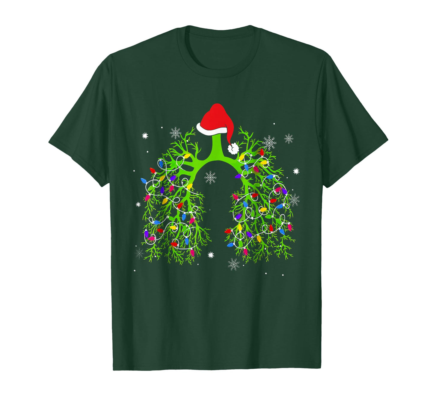 Christmas Nurse Respiratory Therapist Lung Xmas Lights T-Shirt