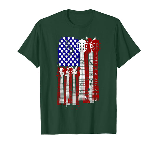 Guitar Plectrum | American Flag Band Gift T-Shirt