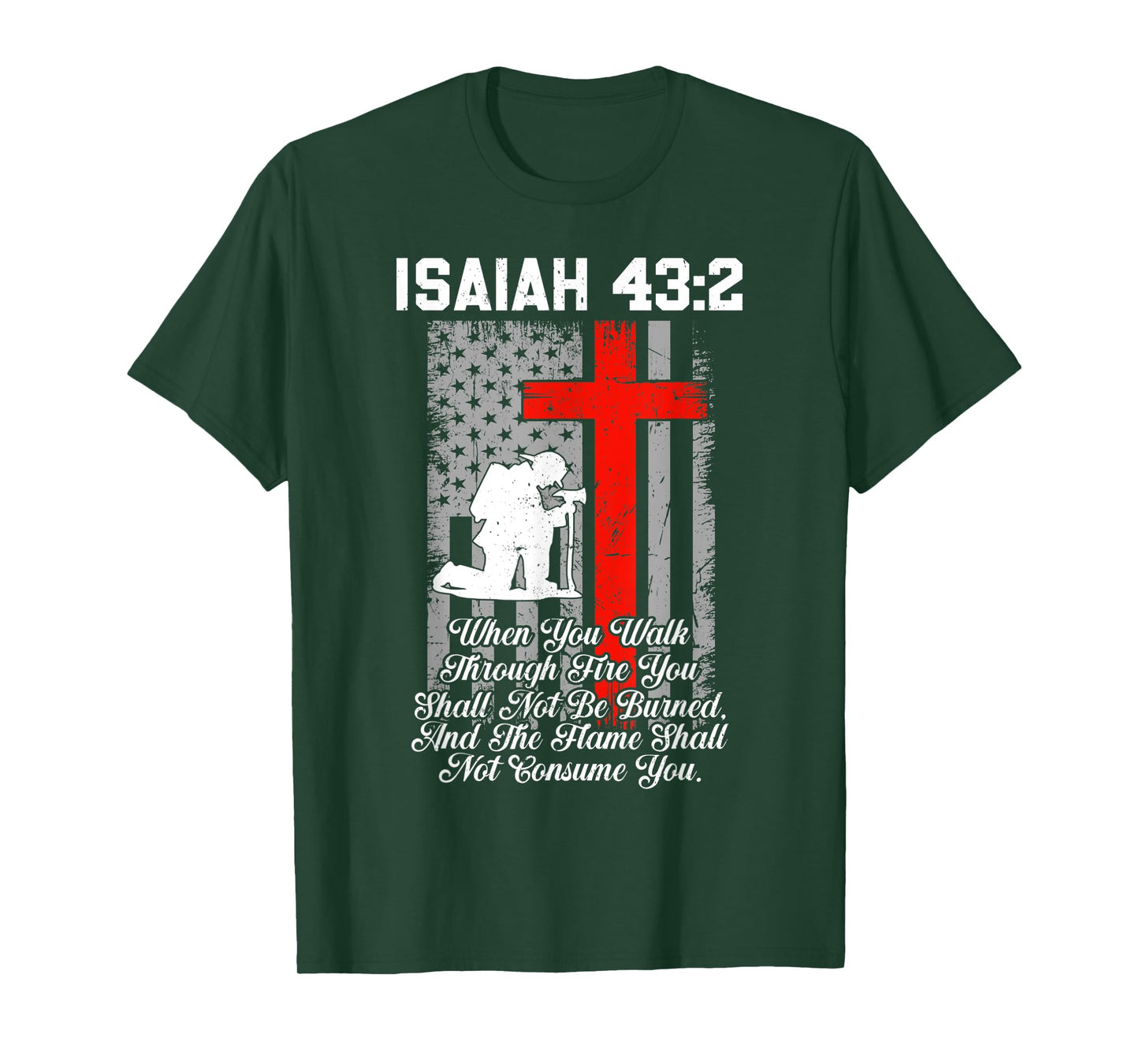 Patriotic American US Flag Firefighter Cross Christian T-Shirt
