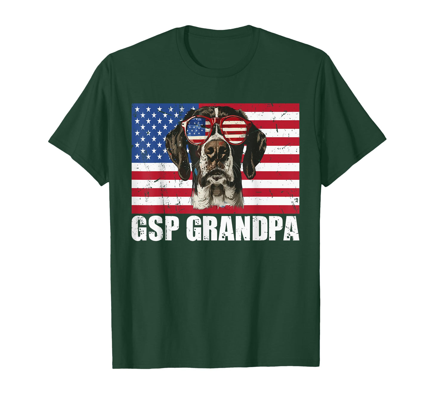 GSP Grandpa German Shorthaired Pointer US Flag 4th of July T-Shirt