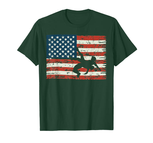 Wrestling Suplex USA Flag Wrestler Patriotic Men Boys Kids T-Shirt