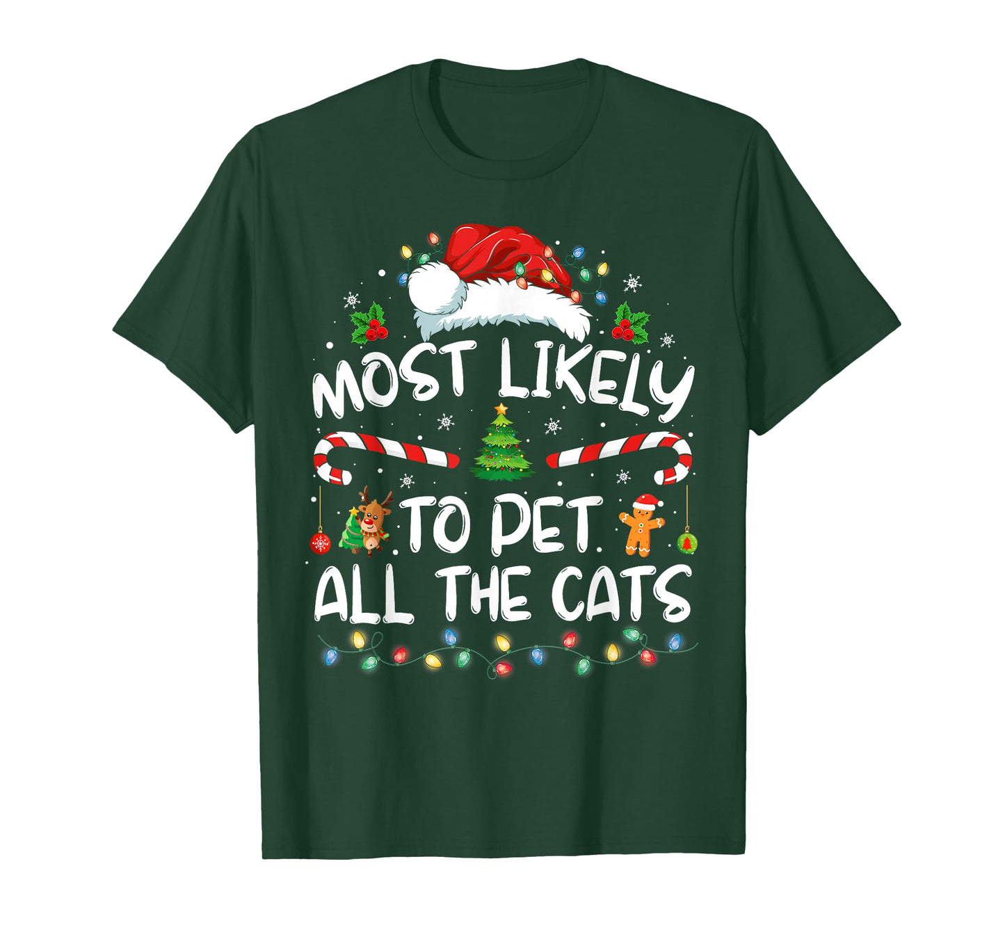 Most Likely To Christmas Pet All The Cats Matching T-Shirt