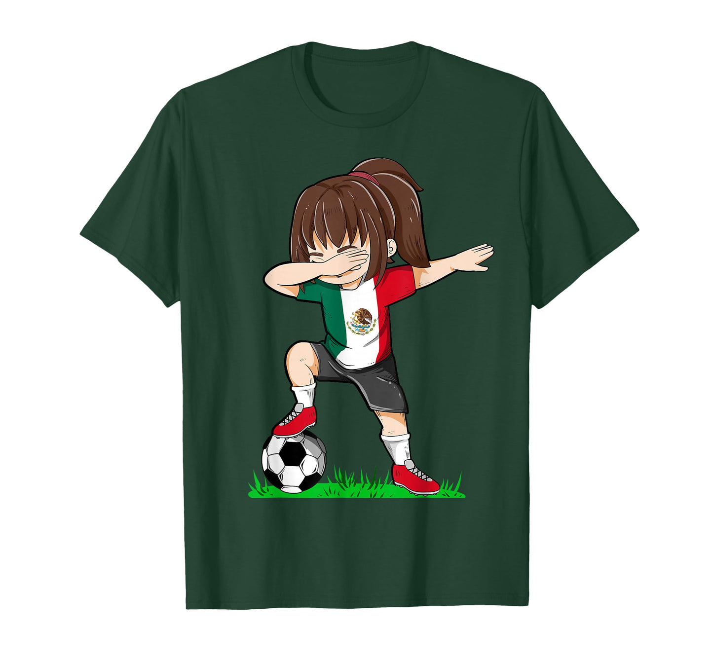 Soccer Mexico Jersey Shirt Mexican Flag Football Girls Dab T-Shirt