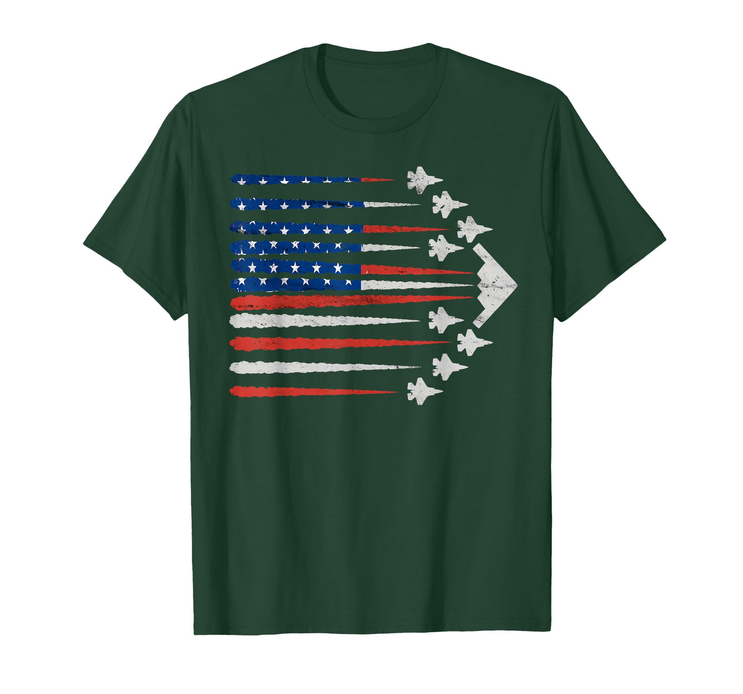 Patriotic Fighter Jets USA Flag Red White & Blue 4th of July T-Shirt