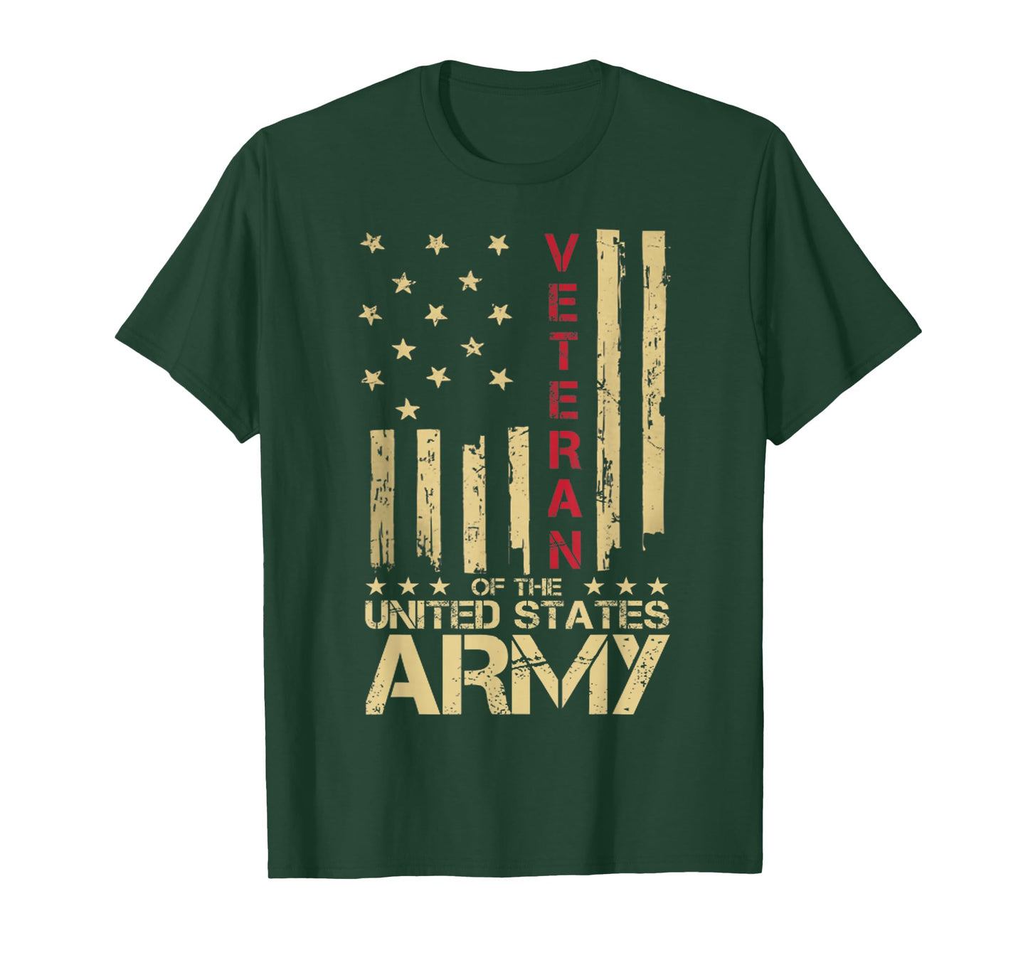 Patriotic U.S Army Veteran Red Line American Flag Vintage T-Shirt Small