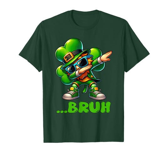 Bruh Dab Leprechaun Funny Kids Boys Mens St Patrick Day T-Shirt
