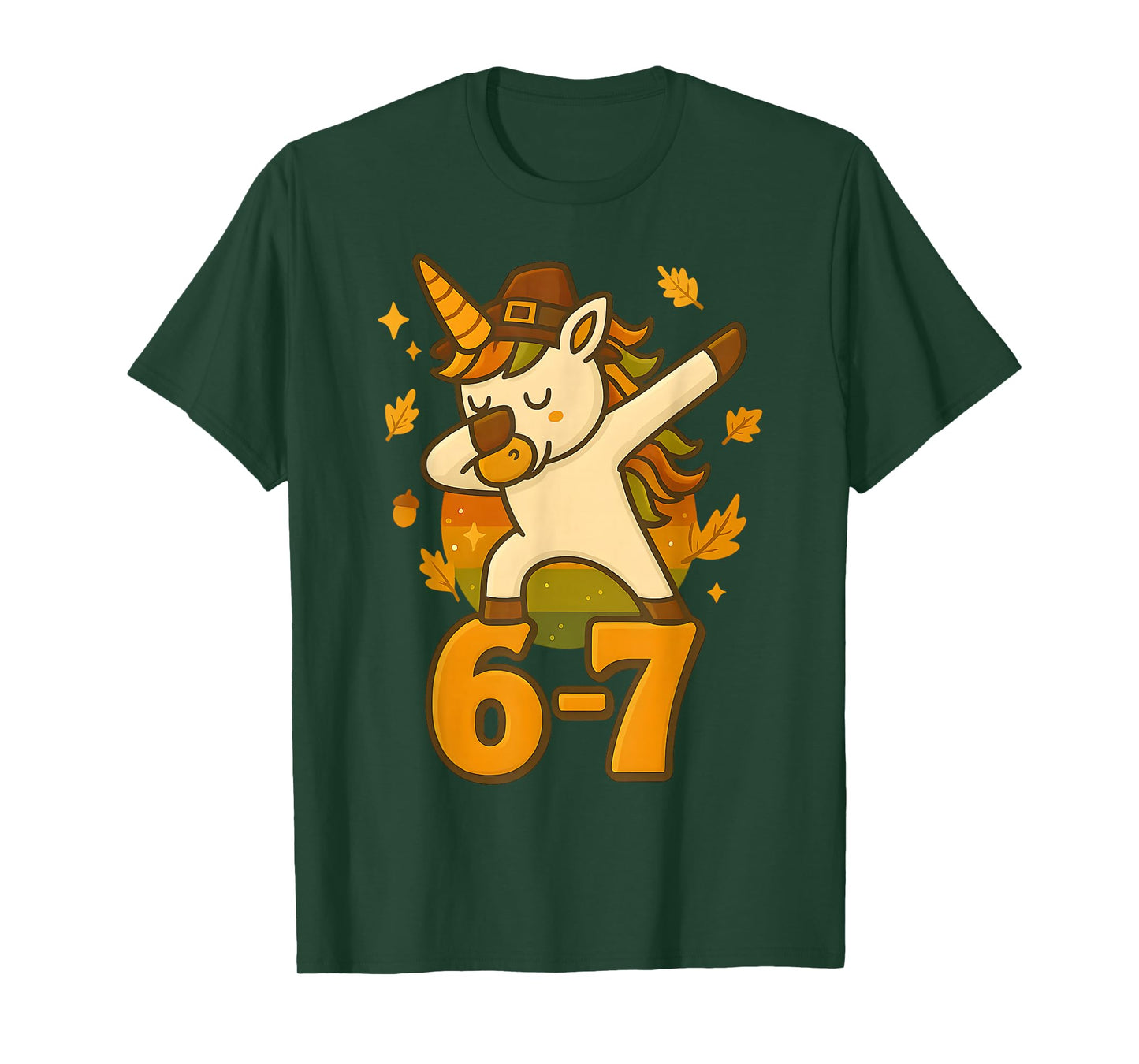 Funny 67 Thanksgiving Unicorn Dabbing Six Seven Meme Girls T-Shirt