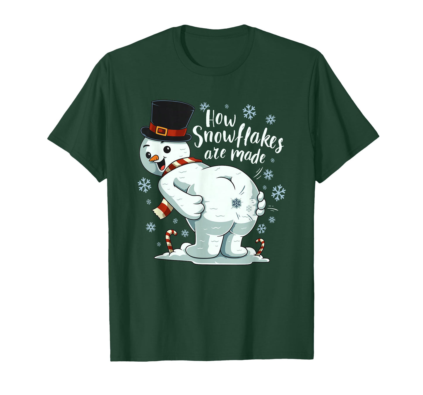 Farting Snowman Making Snowflake Christmas Winter T-Shirt